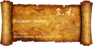 Kuzman Andor névjegykártya
